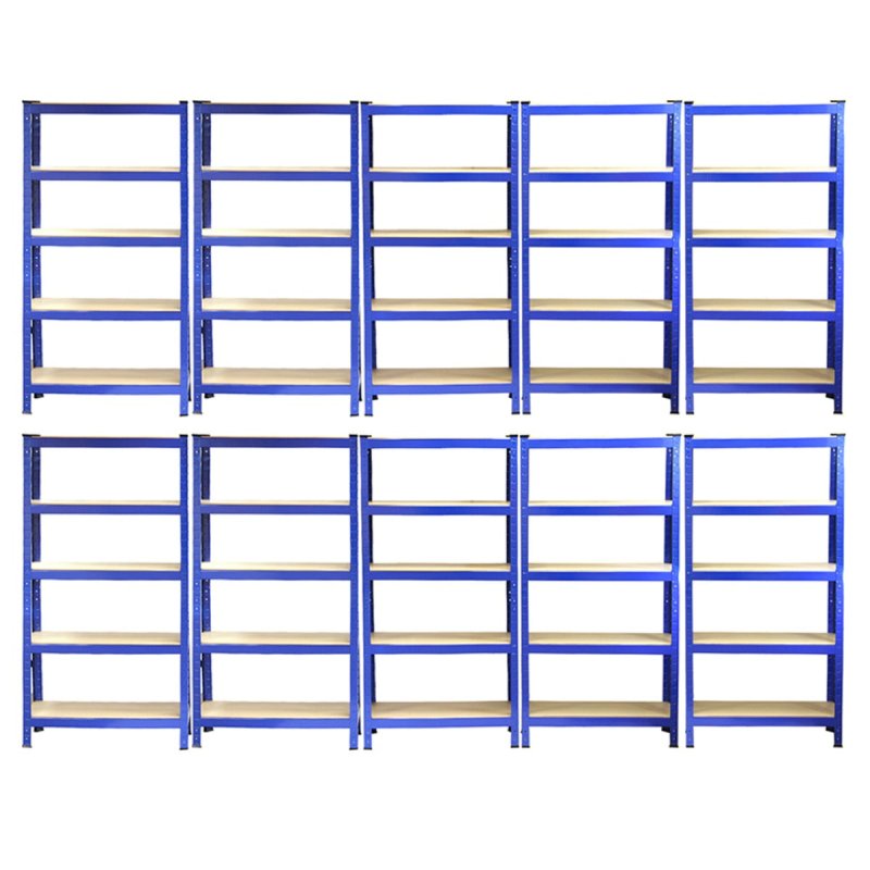 10 Monster Racking T-Rax Garage Storage Solutions Heavy Duty Industrial Shelves, 150kg/shelf, Blue