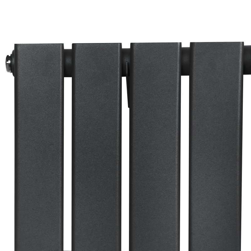 Flat Single Column Radiator & Valves - 1800mm x 560mm - Anthracite Grey