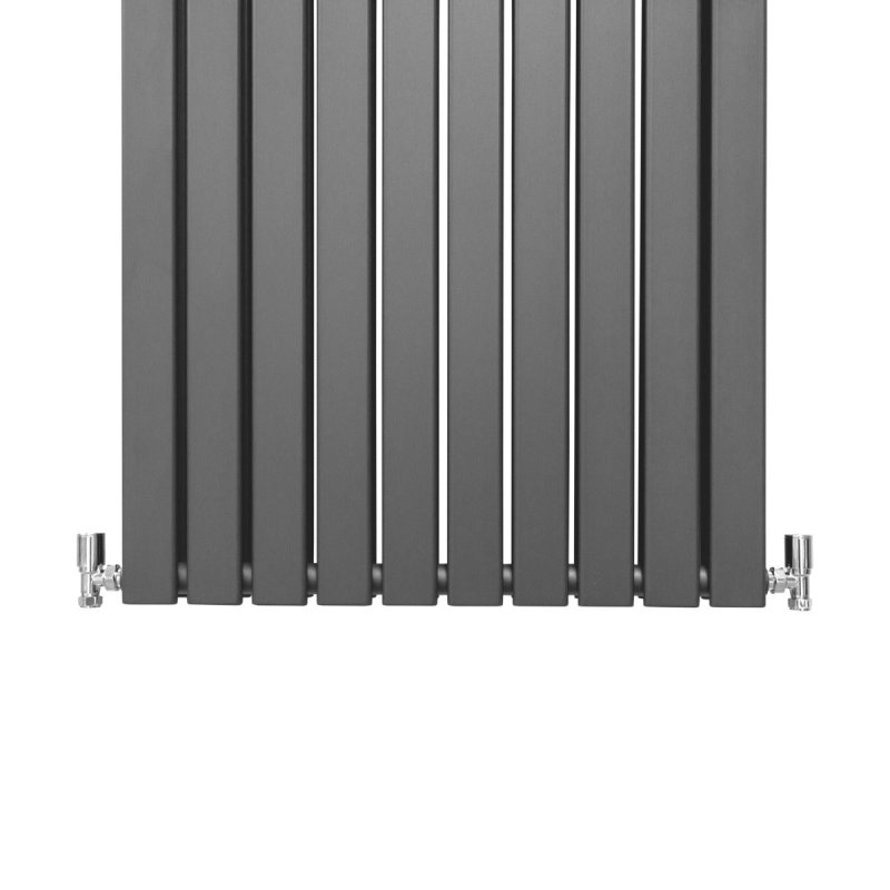 Designer Radiators 160 x 70cm Flat Panel Modern Central Heating Anthracite Grey Vertical Column Double Panel Wall Mounted Slimline Kitchen Living Room Bathroom Commercial Cleaning Brush & Fixing Kit