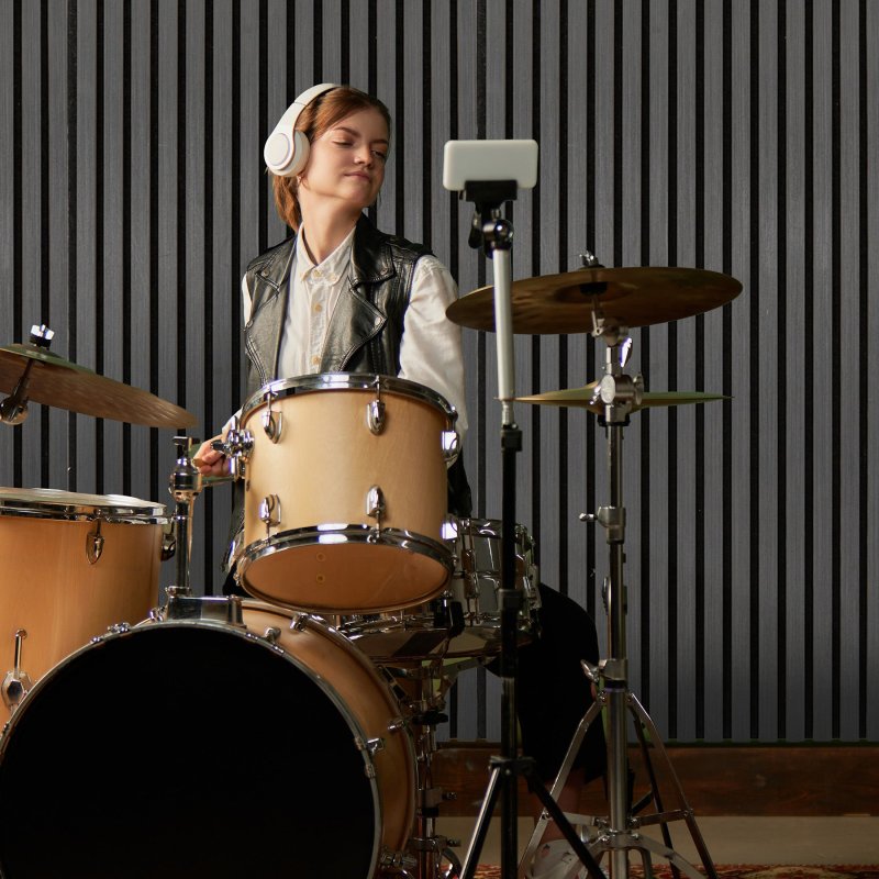 Acoustic Slat Wall Panels x 3" Anthracite Grey