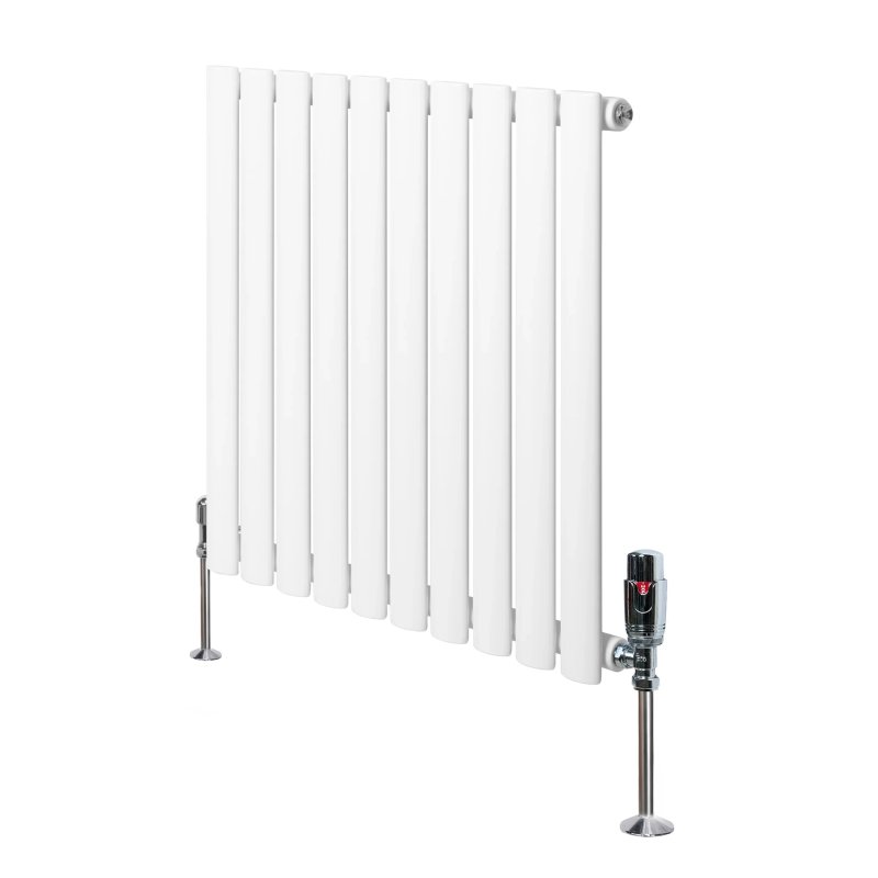 Oval Single Column Radiator & Valves - 600mm x 600mm - White