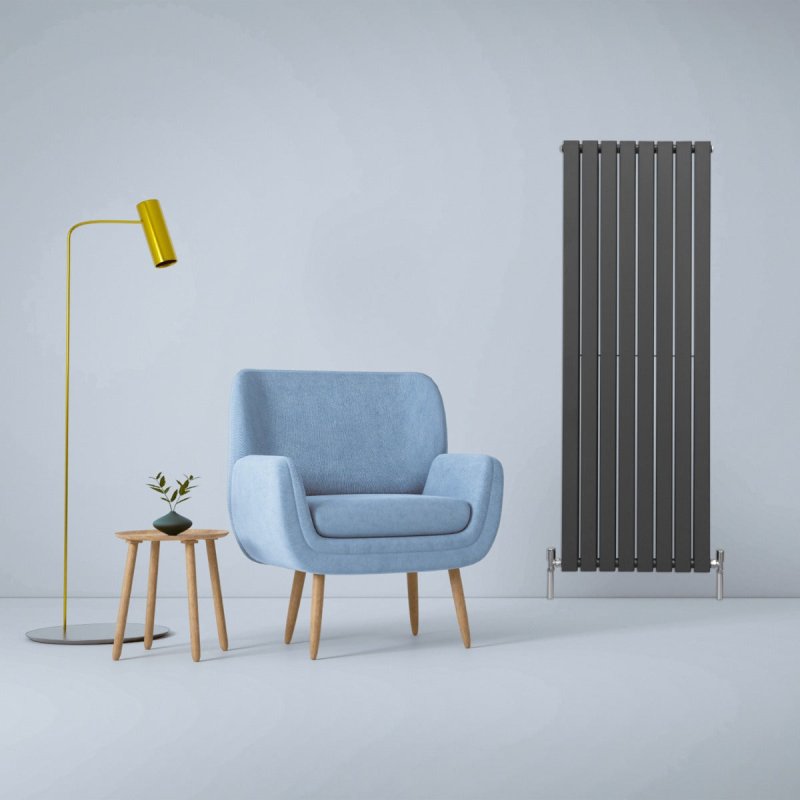 Designer Radiators 160 x 56cm Flat Panel Modern Central Heating Anthracite Grey Vertical Column Double Panel Wall Mounted Slimline Kitchen Living Room Bathroom Commercial Cleaning Brush & Fixing Kit