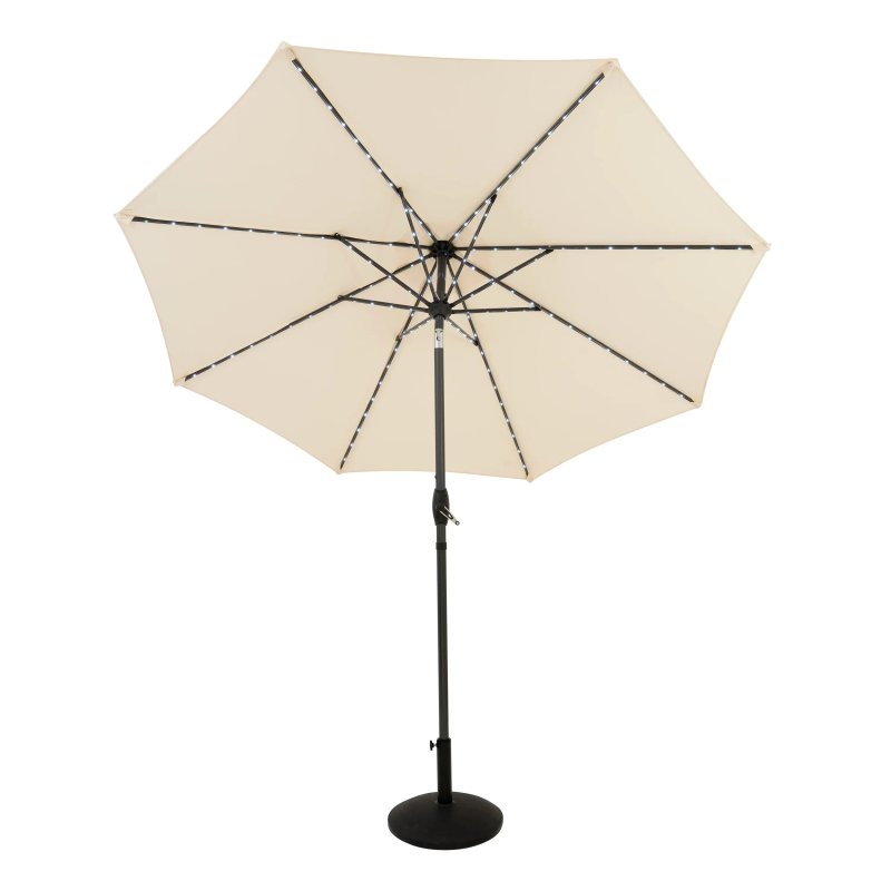 LED Tilt Parasol 2.7m With Tilt Base - Cream