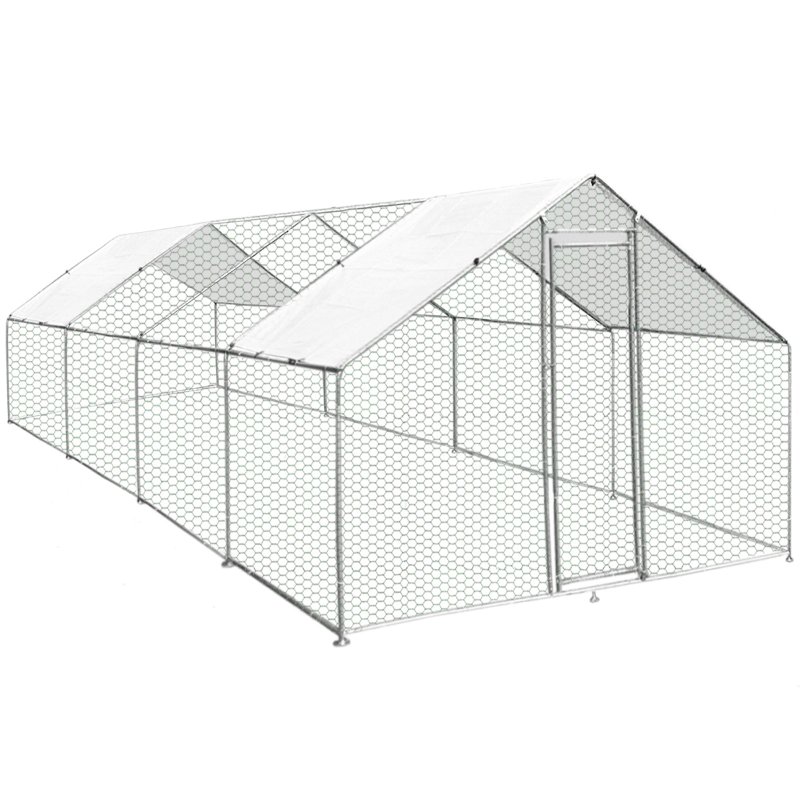 Walk In Chicken Run Cage Coop 4m x 8m x 2m Dog Pen House Kennel Large Metal Enclosure Rabbits Ducks Poultry Roof Cover Shelter Sunshade Pets Outdoor Backyard Farm Animal