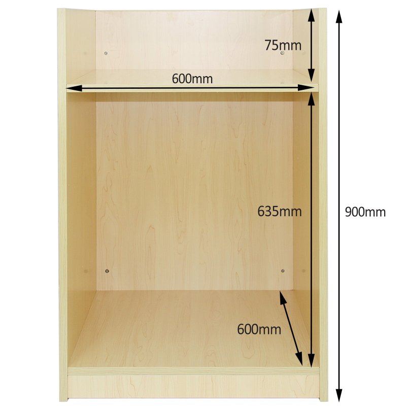 MonsterShop TB60 Reception Cash Till Desk, Maple, 60cm x 90cm x 60cm, Melamine MDF