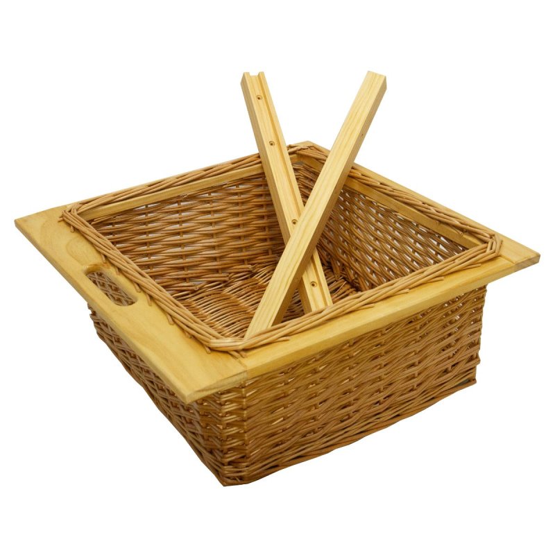 2 x Pull out Wicker Basket Drawer 600mm Kitchen Storage Solution Larder Base Unit Cupboard with Handle Rustic Beech Wood Farmhouse Style 100% Handmade Rattan FREE Fixing Kit Included – Brown