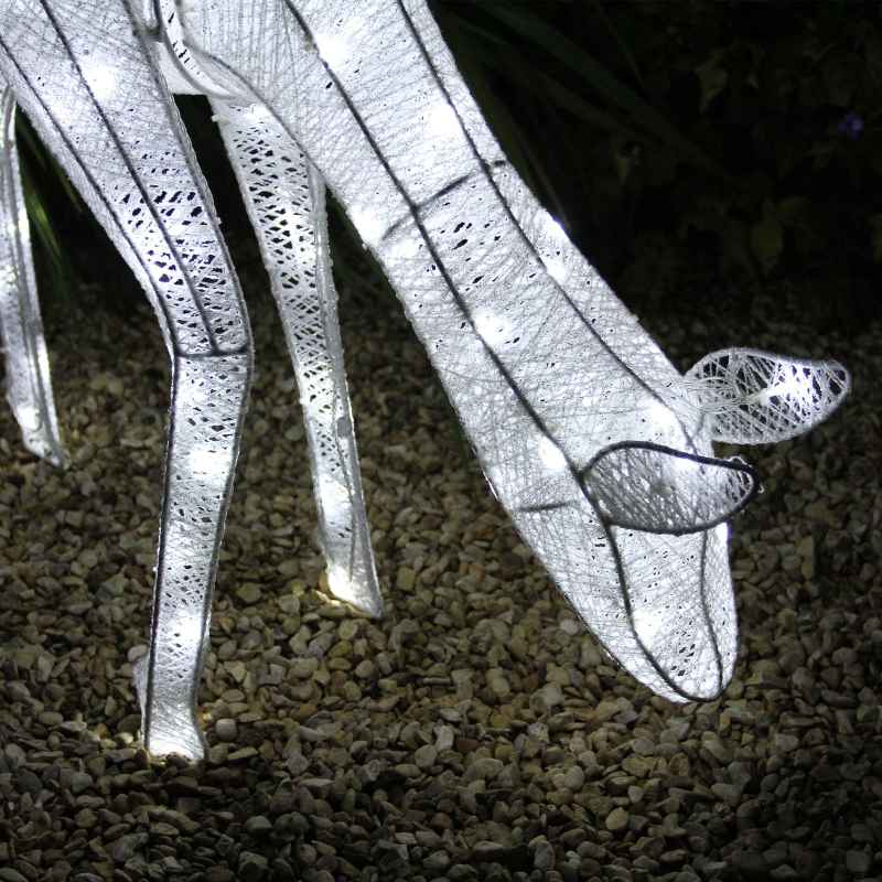 White Light Up Reindeer Doe Christmas Decoration 120 Cool LEDs Figure Ornament Indoor Or Outdoor Use Glitter Large
