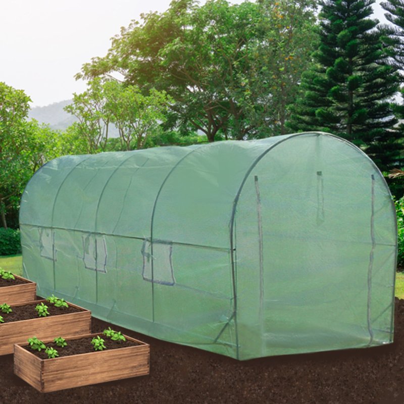 Polytunnel Greenhouse Walk In Galvanised Windows Doors Growhouse PE Cover Gardening Metal Frame Outdoor Garden Tent Vegetable Flower Plant 19mm Diameter | 5 x 2m