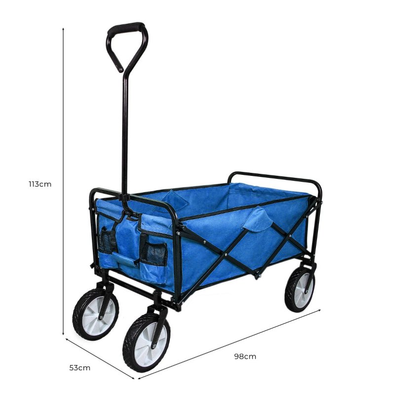 Foldable Garden Cart Pull Wagon Heavy Duty Trolley Utility Wheelbarrow Trailer Wheels Collapsible Folding Transport