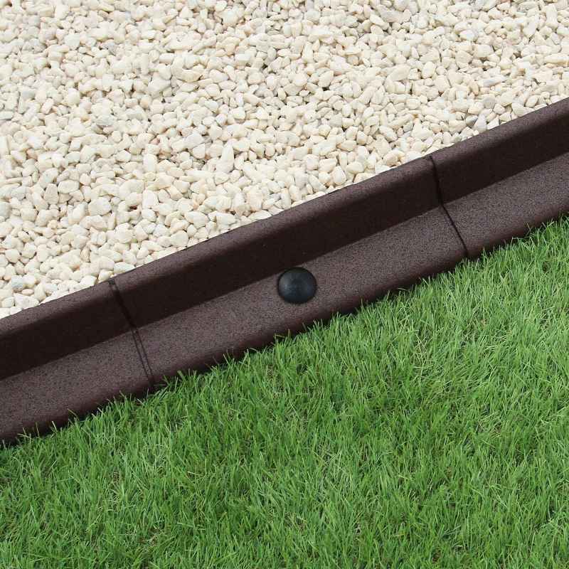 Flexible Lawn Edging Garden Border Grass Pathways Path Edge Vegetable Plot Flowerbed Raised Borders Rubber Artificial Grass Brown | Pack of 20 x 1.2m