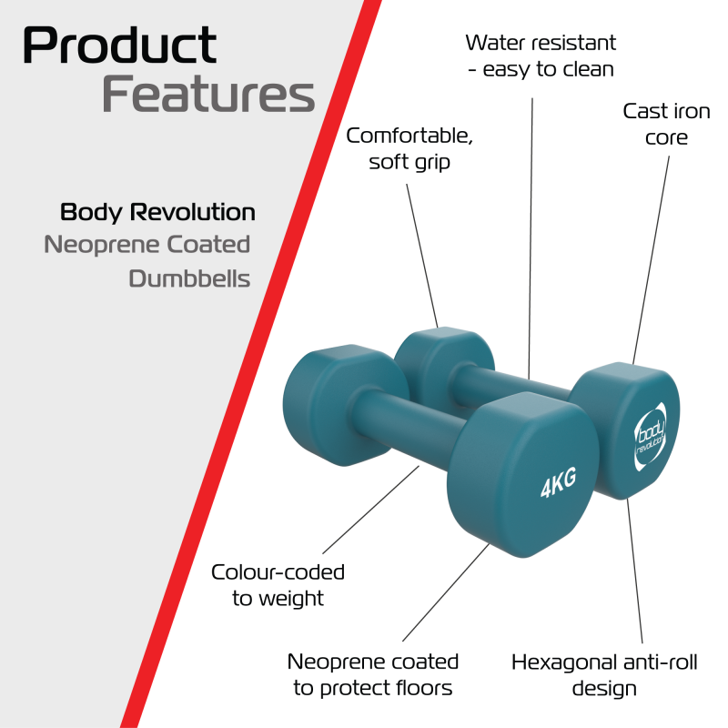 2 x 4KG Neoprene dumbbells