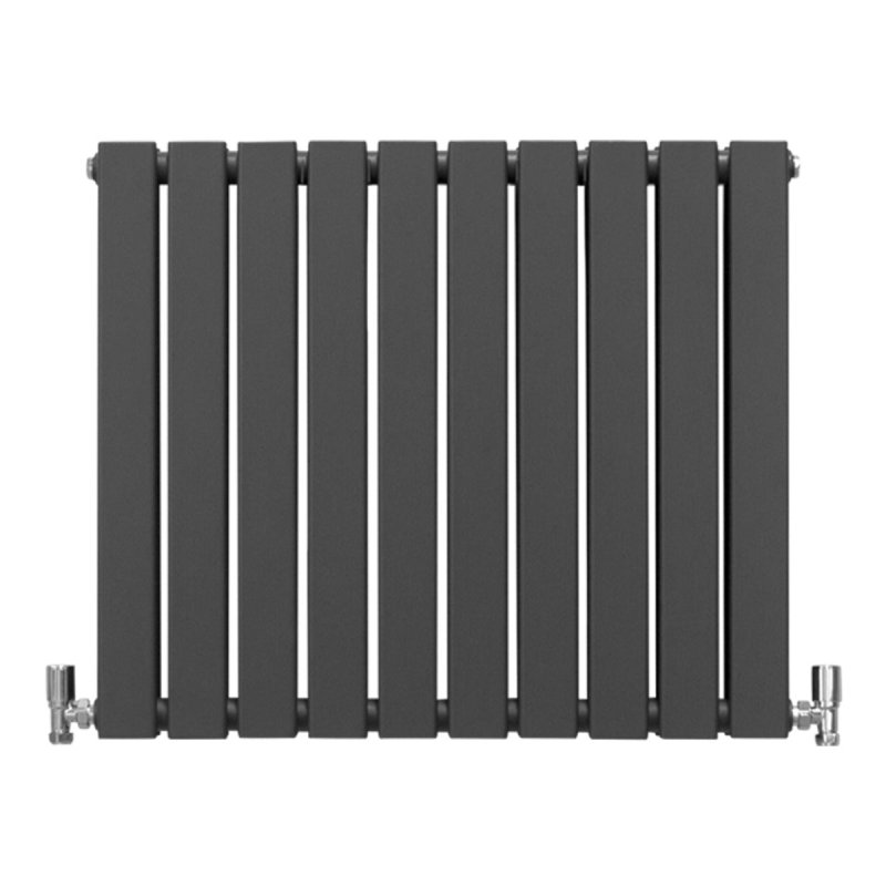 Designer Radiators 60 x 70cm Flat Panel Modern Central Heating Anthracite Grey Horizontal Column Double Panel Wall Mounted Slimline Kitchen Living Room Bathroom Commercial Cleaning Brush & Fixing Kit