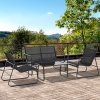 Outsunny 4 Piece Garden Furniture Set Outdoor Patio Sofa Set with Double Chair, Single Chairs and Glass Top Table for Terrace and Balcony