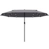 Outsunny 4.4m Double-Sided Sun Umbrella Garden Parasol Patio Sun Shade Outdoor with LED Solar Light, NO BASE INCLUDED, Dark Grey