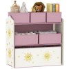AIYAPLAY Kids Toy Storage Units, 3-Tier Toy Organiser Shelf with 6 Removable Fabric Boxes for Kids, Boys, Girls, Bedroom, Playroom, Nursery, Pink