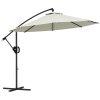 Outsunny 3(m) Cantilever Parasol with Cross Base, Banana Parasol with Crank Handle, Tilt and 8 Ribs, Round Hanging Patio Umbrella for Outdoor Pool, Garden, Balcony, Cream
