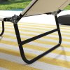 Outsunny Foldable Sun Lounger Set of 2 with 5-Position Adjustable Backrest, Outdoor Portable Recliner Chaise Lounge Chair with Breathable Mesh Fabric, Cream White