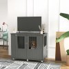 PawHut Dog Crate Furniture End Table, Pet Kennel for Medium Large Dogs with Magnetic Door Indoor Animal Cage, Grey, 95 x 55 x 75 cm