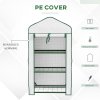 Outsunny 3 Tier Mini Greenhouse with Reinforced PE Cover, Portable Indoor Outdoor Greenhouse with Roll-up Door and Wire Shelves, 127H x 59W x 39D cm, White