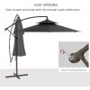 Outsunny 2.7m Garden Banana Parasol Cantilever Umbrella with Crank Handle, Double Tier Canopy and Cross Base for Outdoor, Hanging Sun Shade, Black
