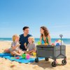Outsunny Folding Trolley on Wheels, 150L Collapsible Wagon Festival Trolley Cart with Openable Sides, Adjustable Handle and Brakes for Shopping Camping Beach and Garden, Grey