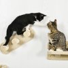 PawHut 4PCs Wall Mounted Cat Tree Cat Wall Shelves Furniture Climbing Shelf Set Kitten Activity Centre w/ Hammock, Scratching Post - Beige