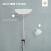 HOMCOM Modern Floor Lamp, Uplighter 2-Light Tall Standing Lamp with Adjustable Heads,  for Living Room, Bedroom, Office