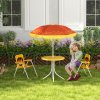 Outsunny Kids Bistro Set Children Table and Chair Set Garden Furniture Lion Themed 4 Pieces w/ Adjustable Parasol, Foldable Chairs for 2-5 Years - Yellow