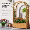 Outsunny Wooden Raised Garden Bed with Arch Trellis, Fabric Liner, Garden Planter Box with Drainage Holes, Trellis Planter for Vine Climbing Plants, Flowers, Herbs, Vegetables, 83 x 36 x 145 cm