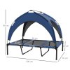 PawHut Cooling Raised Dog Bed, Elevated Pet Bed with Breathable Mesh, UV Protection Canopy, Foot Pads, for Indoor Outdoor, Large Dogs, 106 x 76 x 94cm - Dark Blue