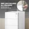 Vinsetto 3-Drawer Mobile Filing Cabinet, Steel Lockable File Cabinet for A4, Legal, Letter, Compact Under Desk Storage Unit with Pre-Assembled Body for Home Office, 30 x 45 x 59cm, White