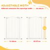 PawHut Pressure Fit Dog Stair Gate No Drilling Safety Gate Auto Close for Doorways, Hallways, 74-87cm Adjustable, 94cm Tall, White