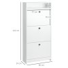 HOMCOM Narrow Shoe Cabinet with 3 Flip Doors, 14-18 Pairs Shoe Cupboard with Open Shelf for Slim Hallway and Entryway, 24 x 60 x 132 cm, White