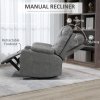 HOMCOM Recliner Armchair, Swivel PU Leather Manual Reclining Chair with Adjustable Leg Rest, Drink Holders, Side Pockets, Rocker Chair for Home Living Room, Light Grey