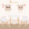 HOMCOM Kids Table and Chair Set, 3-Piece Childrens Table and Chair Set with 2 Bear-Shaped Chairs, for Playroom, Nursery, Living Room, White