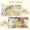 AIYAPLAY 3 Pieces Toddler Table and Chair Set with Centre Mesh Bag, Kids Activity Table Set with Bear Shaped Backrest, for Arts, Crafts Reading Dining, Aged 3-6 Years