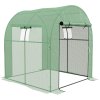 Outsunny 1.8 x 1.8 x 2m Polytunnel Greenhouse with Doors and Mesh Windows, Walk-in Grow House Tent with UV-resistant PE Cover and Steel Frame, Green