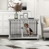 PawHut Dog Crate Furniture, Indoor Dog Kennel Side End Table with Soft Washable Cushion, Lockable Door, for Large Dogs