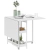 HOMCOM Industrial Folding Dining Table, Drop Leaf Table with Open Compartments for Small Spaces, Kitchen, Dining Room, White