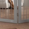 PawHut Foldable Dog Gate, Freestanding Pet Gate, Dog Barrier with Two Support Feet, for Doorways, Stairs, Halls - Grey