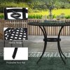 Outsunny Garden Table with Parasol Hole, 90cm Round Outdoor Dining Table for 2-4, Cast Aluminium Bistro Coffee Table for Balcony - Black