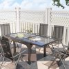 Outsunny 7 Piece Outdoor Dining Set, Garden Furniture Set with Extendable Table and 6 Folding Chairs, Outdoor Conversation Set with 5mm Tempered Glass Top & Aluminium Frame, for Patio, Balcony, Deck