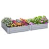 Outsunny Set of 2 291L Raised Garden Bed, Elevated Planter Box with Galvanised Steel Frame for Growing Flowers, Herbs, 100 x 100 x 30 cm, Grey