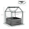 Outsunny Raised Garden Bed with Mini Greenhouse, Outdoor Metal Planter Box with Cover, for Herbs and Vegetables, Use for Patio, Garden, Balcony, Clear and Dark Grey