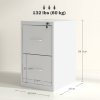 HOMCOM 2 Drawer Filing Cabinet, Vertical File Cabinet with Adjustable Hanging Bar for A4 and Letter Size, Steel Printer Stand for Home Office, Cream White