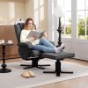 HOMCOM Rocker Swivel Recliner Chair with Footstool, Linen Fabric Recliner Armchair with Ottoman, Wood Base, Upholstered Reclining Chair for Living Room, Bedroom, Office, Charcoal Grey