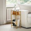 HOMCOM 3-Tier Side Table, Narrow End Table with Storage Shelf and Tempered Glass Tabletop for Small Spaces, Bedroom, Living Room, Entryway, Gold Tone