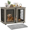 PawHut Dog Crate Furniture, Dog Cage with Soft Washable Cushion, Furniture-Style Pet Kennel Indoor House End Side Table for Small Medium Large XL Breeds, 118 x 75 x 82 cm, Grey