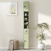 kleankin 180cm Tall Bathroom Cabinet, Slim Bathroom Storage Cabinet with 4 Open Shelves, 2 Door Cupboards and Adjustable Shelves, Green