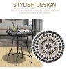 Outsunny 60 cm Mosaic Garden Table, Small Round Outdoor Side Table with Ceramic Top, Plant Stand for Patio, Balcony, Black